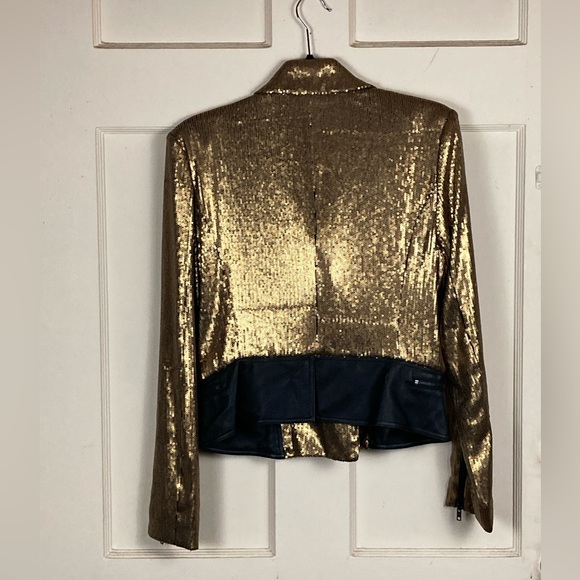 W118 by Walter Baker ronnie jacket size M in gold sequined biker jacket - Picture 7 of 15